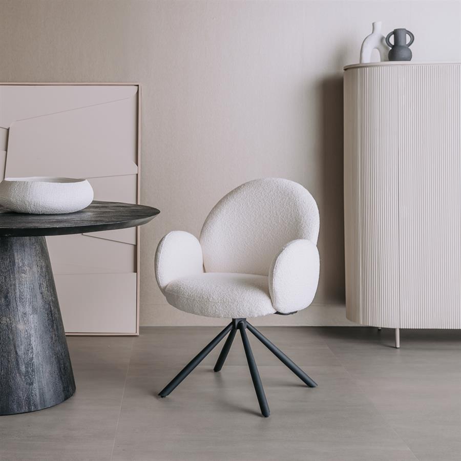 Tower Living Eetkamerstoel Imola – Luxe Ascot Stof – Draaibaar met Terugkeerfunctie – Japandi